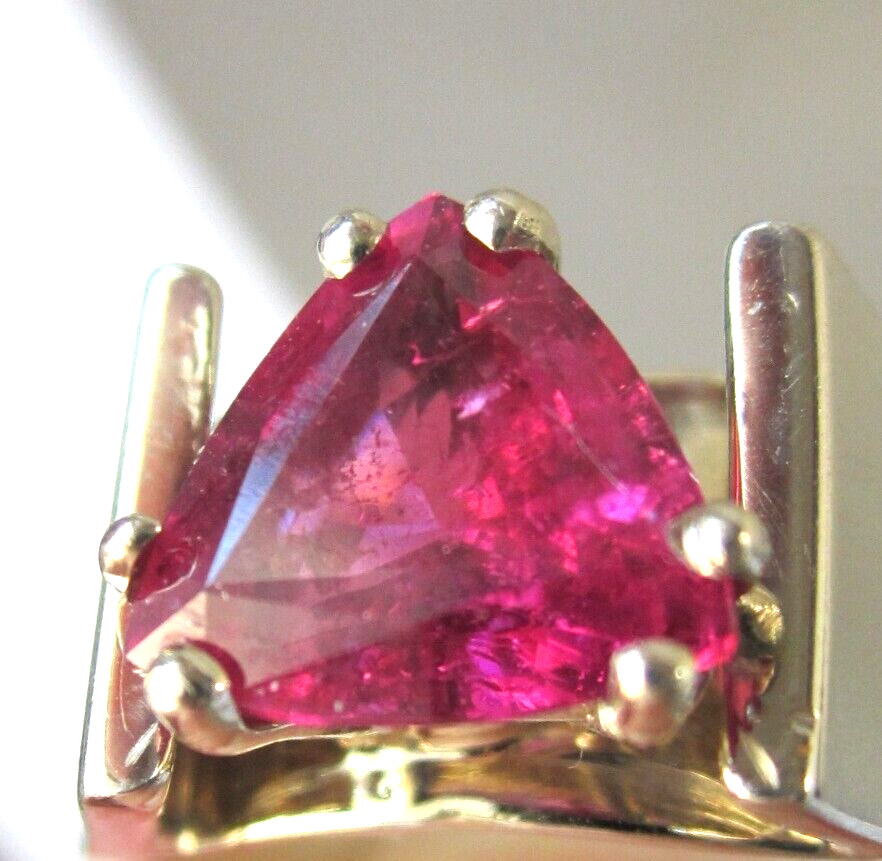 Natural 2.29 Ct Pink Tourmaline, 14 Kt White Gold Cathedral Mounting, Wt. 9.7 gm
