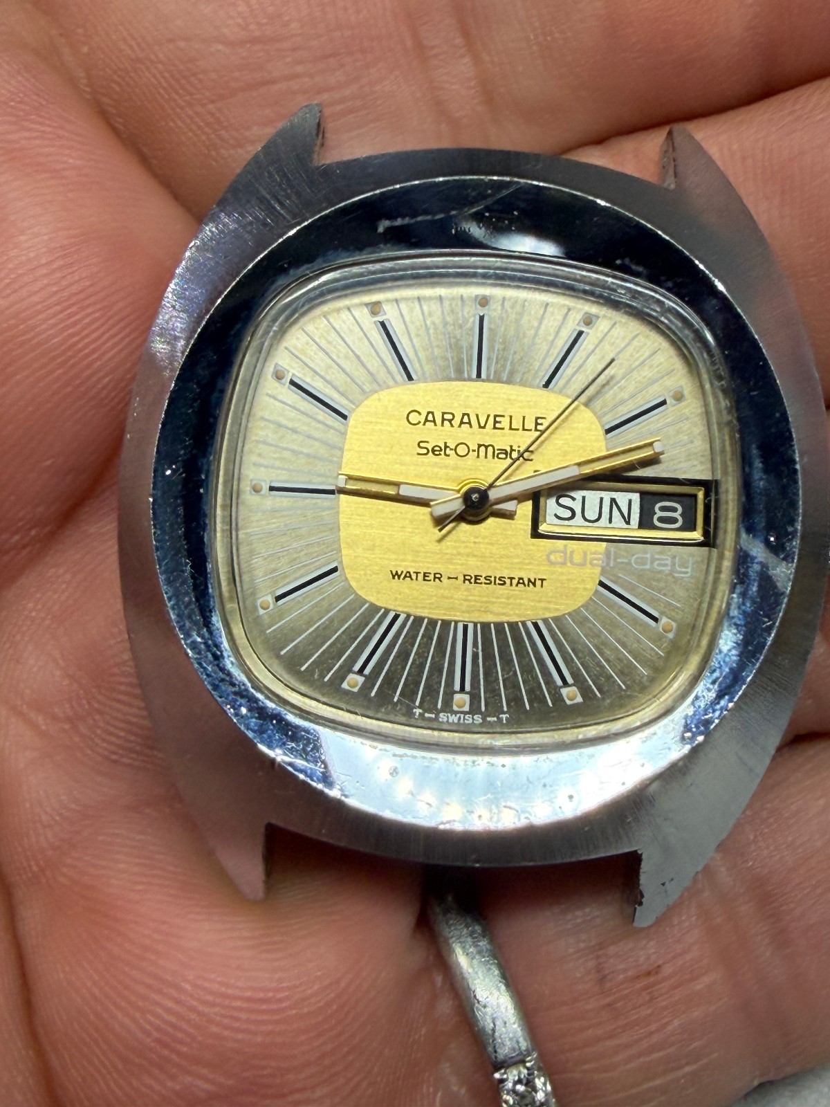 Caravelle watch Set-O-Matic Automatic 17J Swiss Day Date Men’s working 1970’s