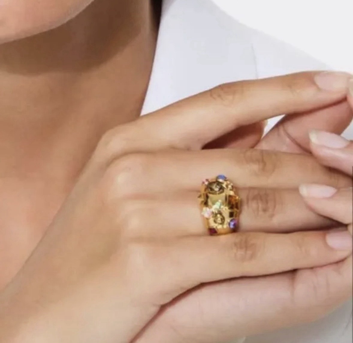 Kurt Geiger London Crystal Dome Cocktail Ring Sz 6.5