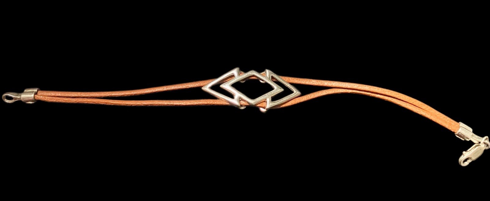 Tan Leather and Sterling Silver Minimalist Boho Geometric Bracelet 6” MEXICO