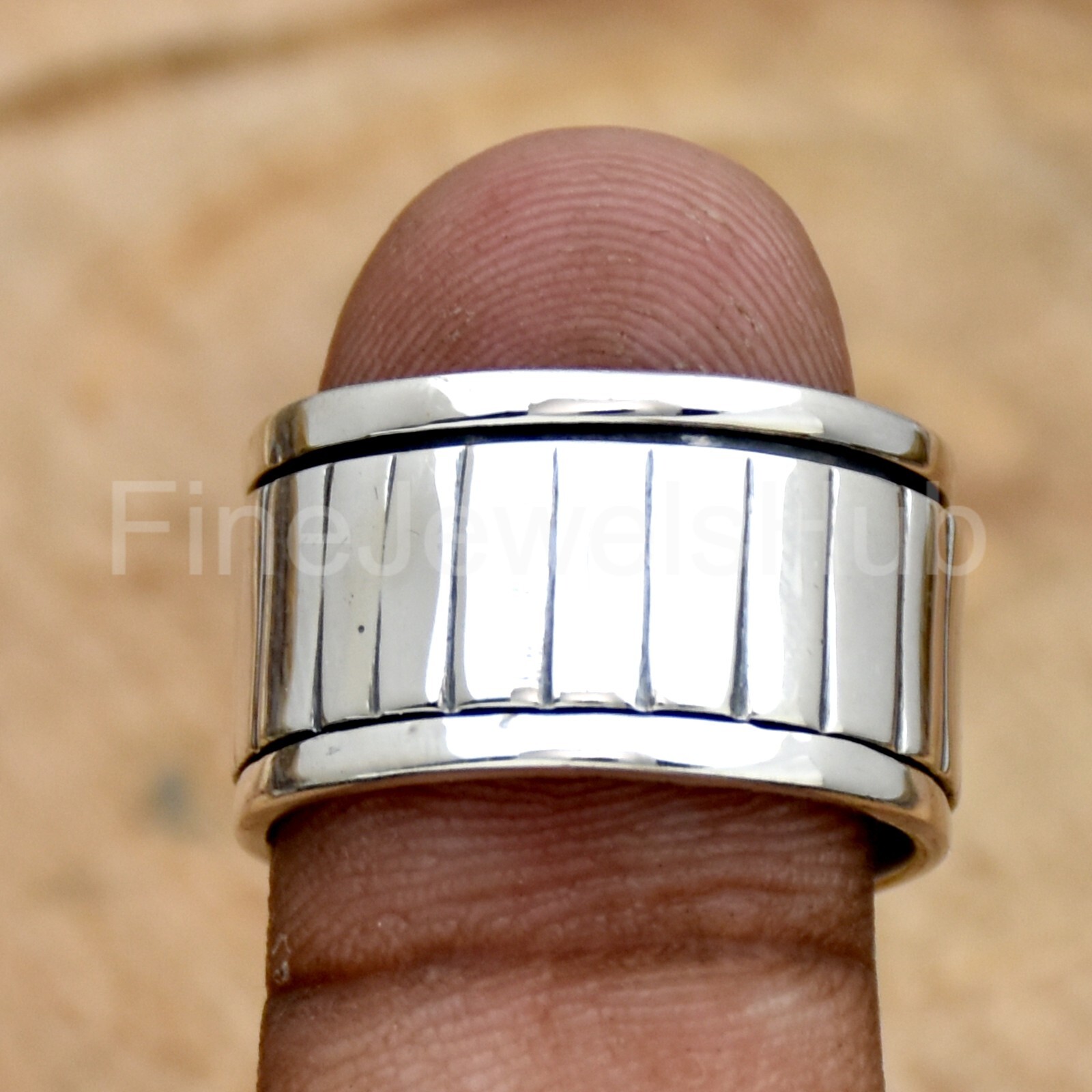 Spinner Ring 925 Sterling Silver Ring Wide Band Ring Handmade Silver Ring Thumb