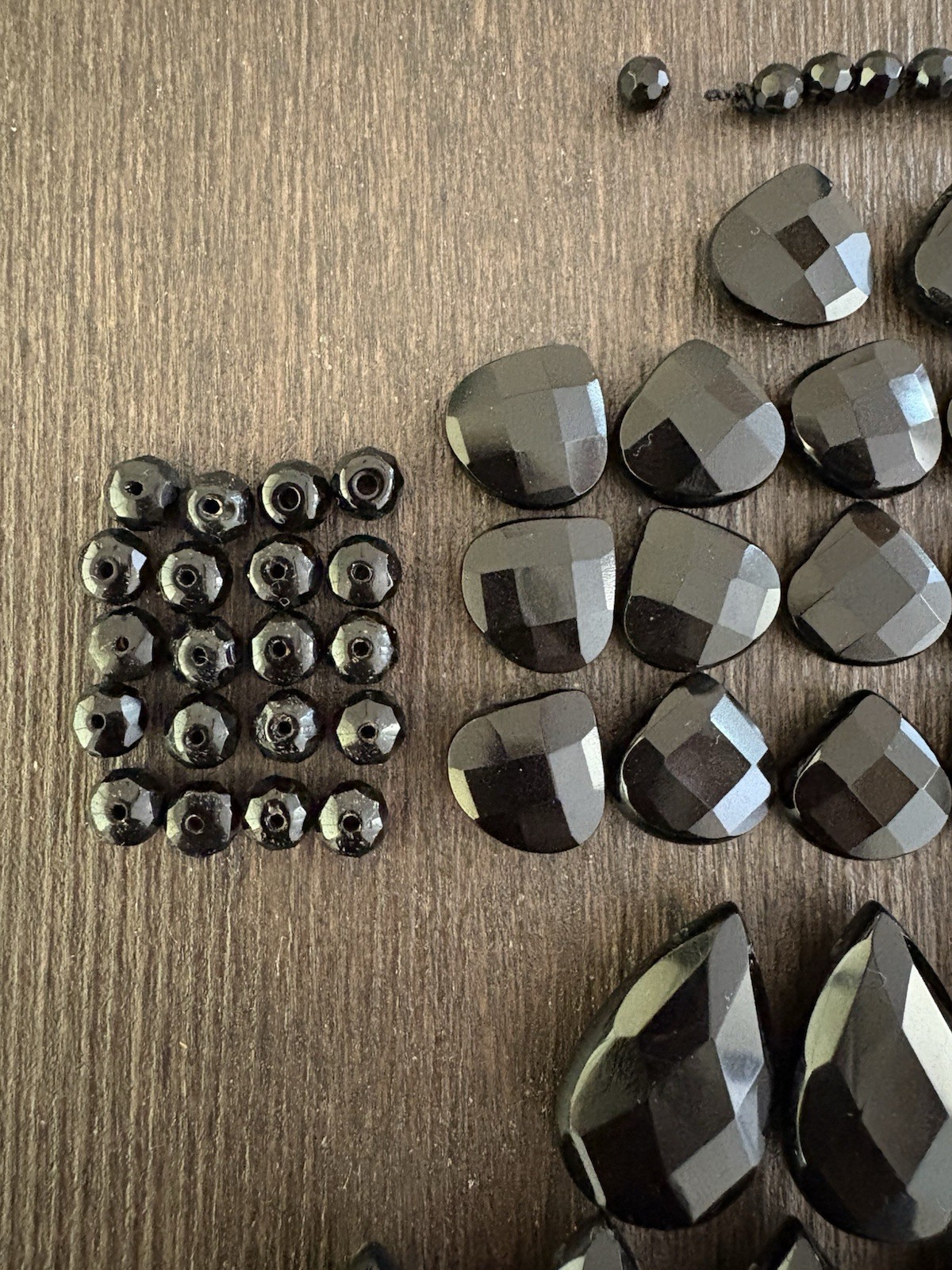LOT of Mixed Black Onyx Stones Beads Drops Roundelle Faceted Read Info NOT Shiny
