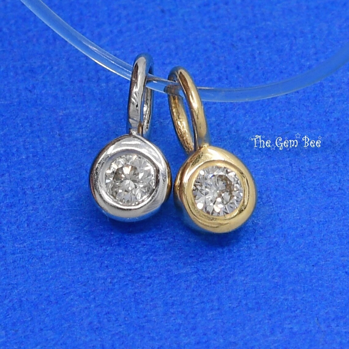 Minimalist 0.05CT 14k Yellow White Thick Gold Round Diamond Bead Charm 3mm hole