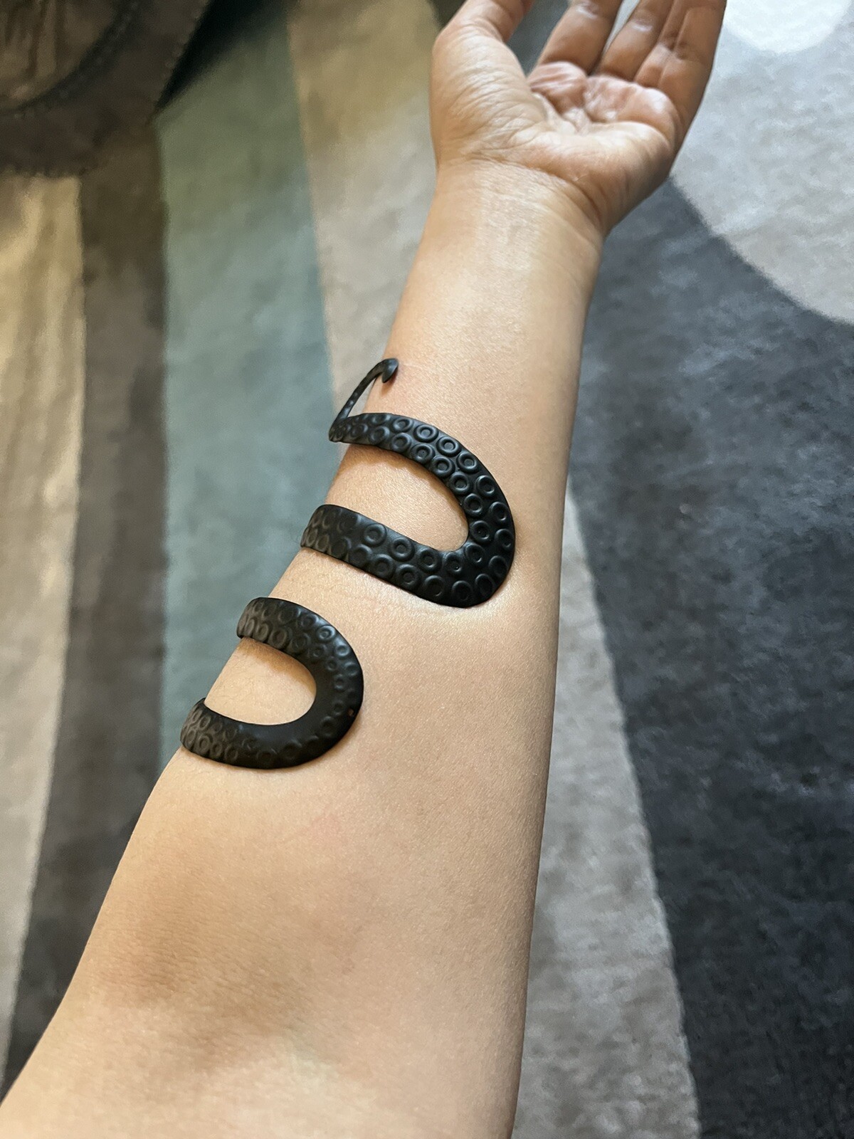 Black Cuff Bracelet Snake Octopus Acrylic Kraken Tentacle Bracelet Chunky Gothic