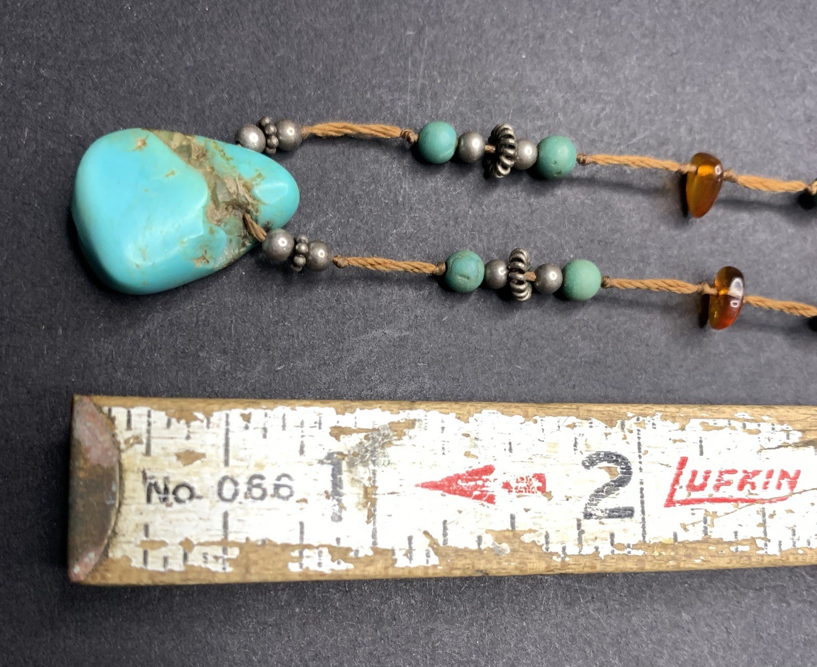Genuine Turquoise Necklace Real Amber Beads Southwestern Pendant