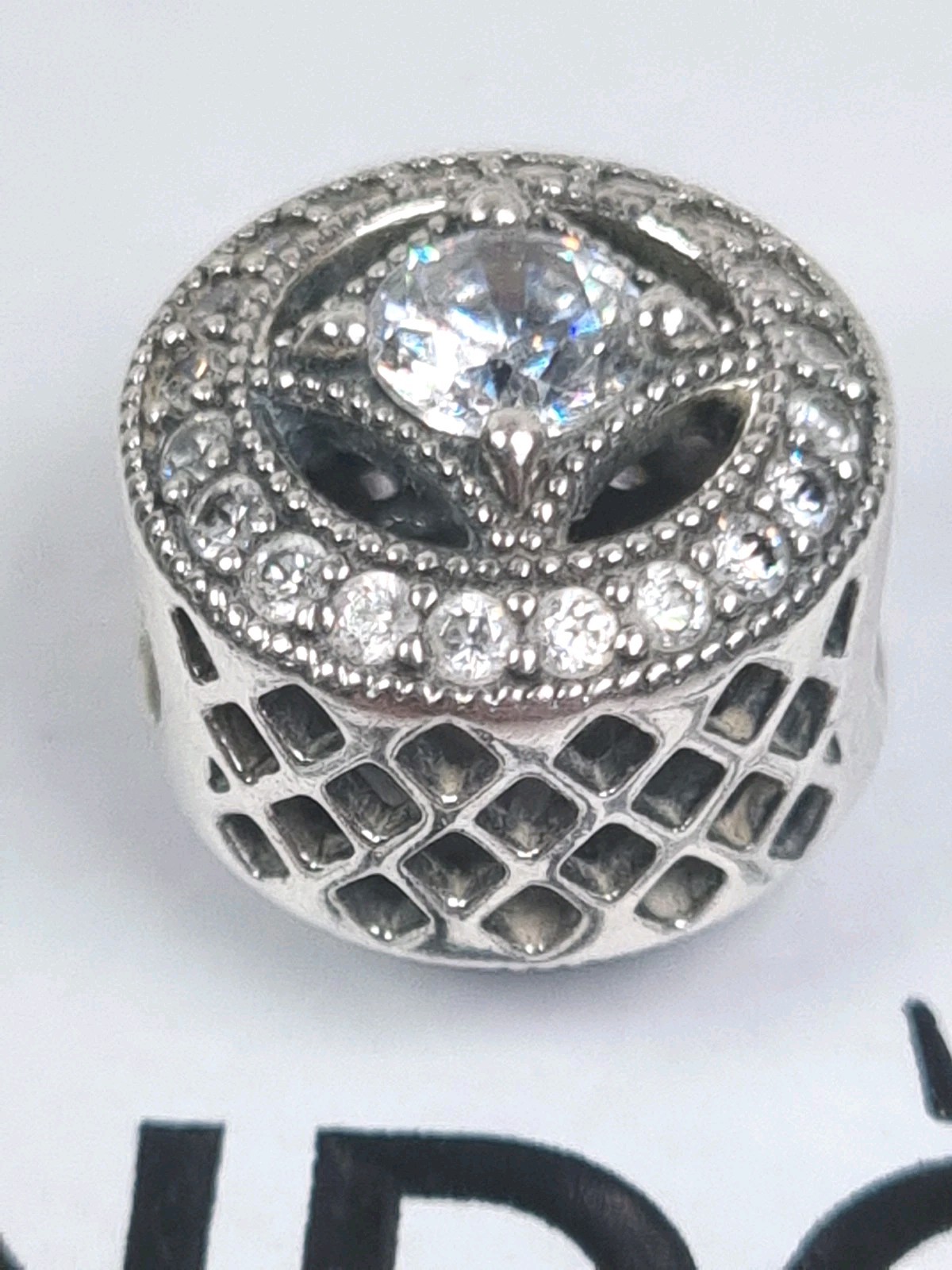 Pandora Sterling Silver Vintage Allure Charm, Excellent & Pandora Packaging