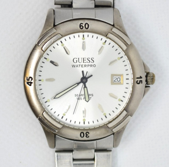 Guess Waterpro Men’s Watch Silver Tone Stainless Steel Date Analog Quartz
