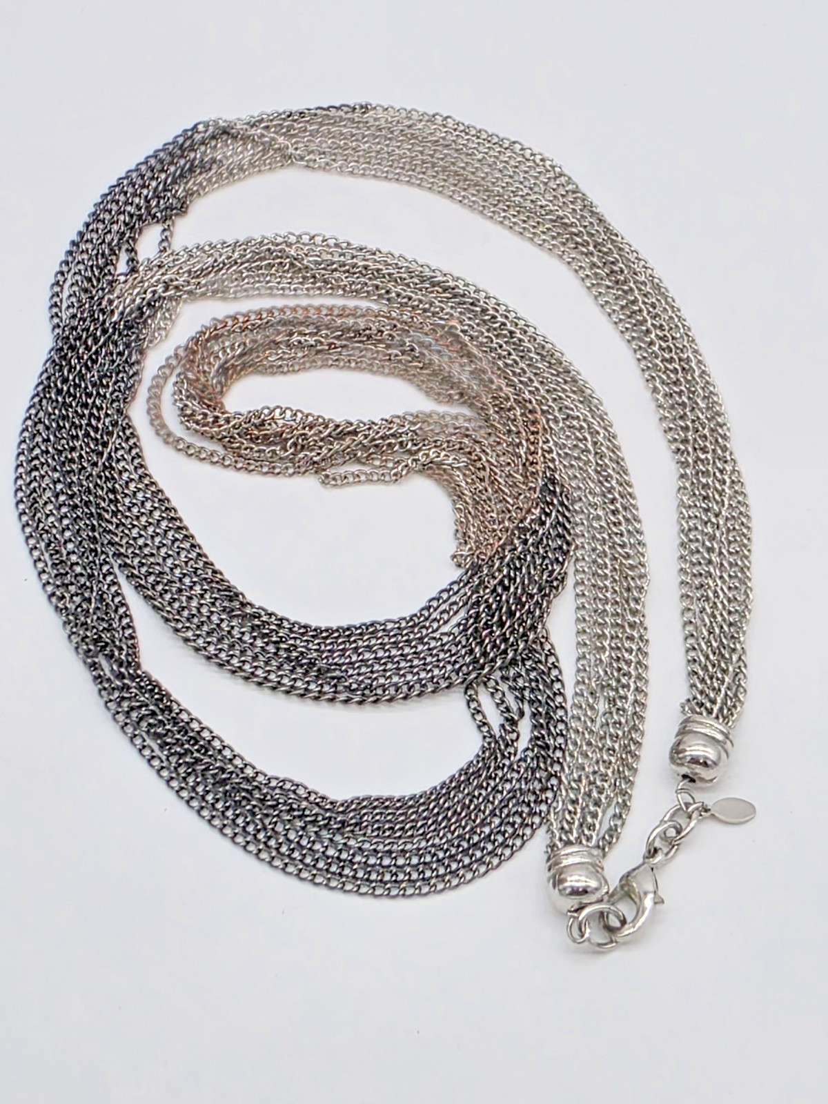 Premier Designs MANHATTAN Necklace Gunmetal Silver 7 Strand Layered Look 36 Inch