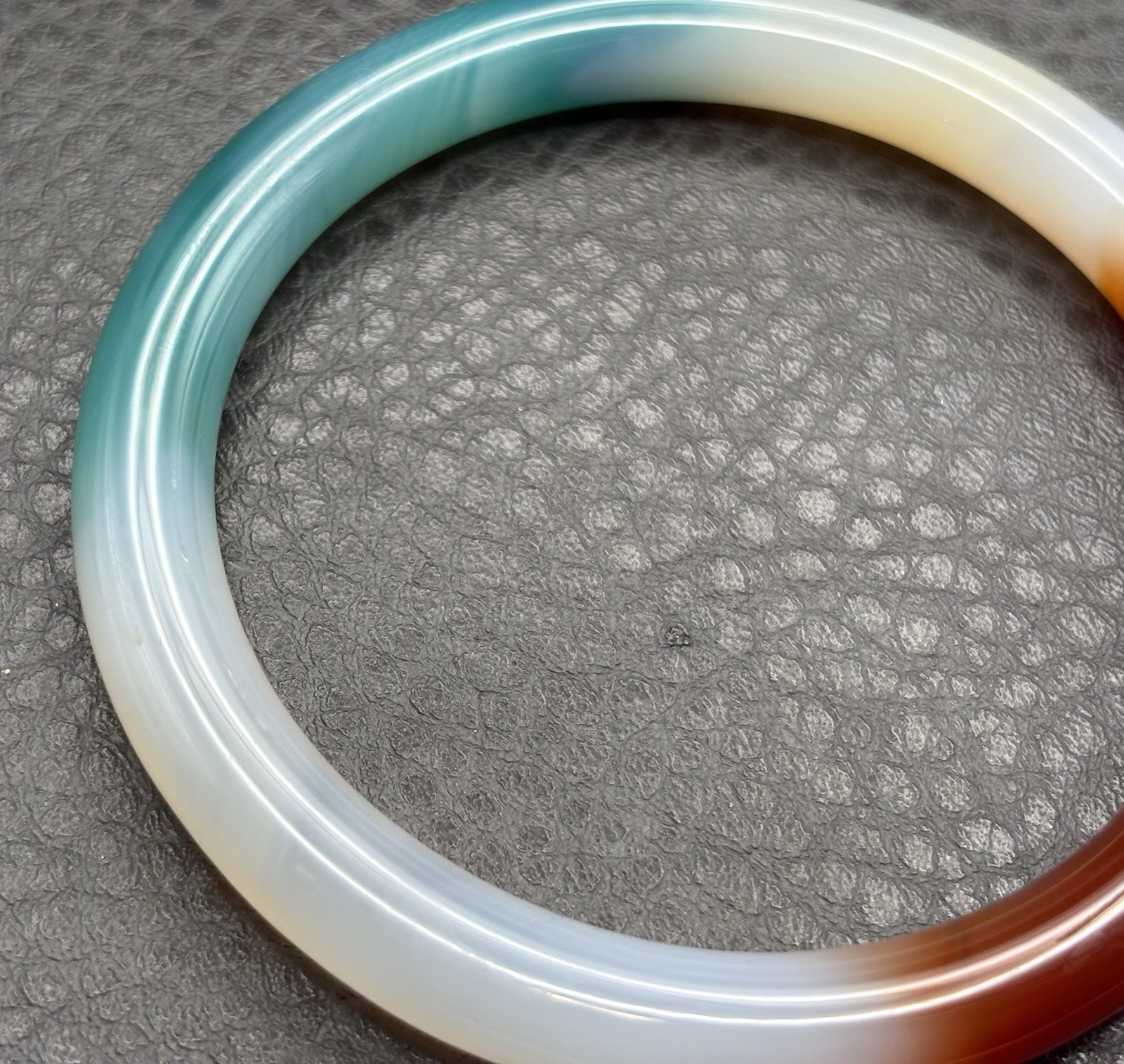 Vintage Multicolor Stone Bangle Bracelet Green Brown White Round 8.25”