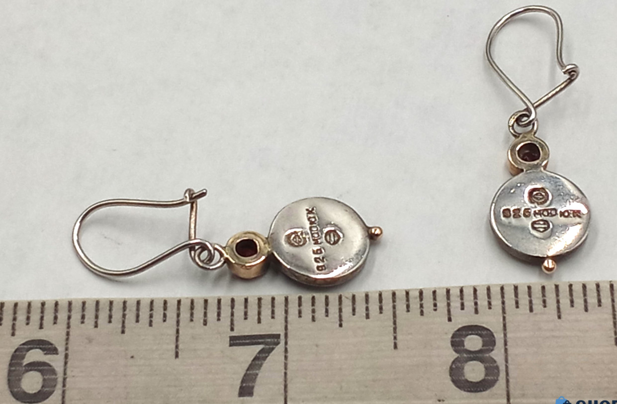 Harley-Davidson Stamped MOD Sterling Silver 925 Bar & Shield 10kt Stone Earrings