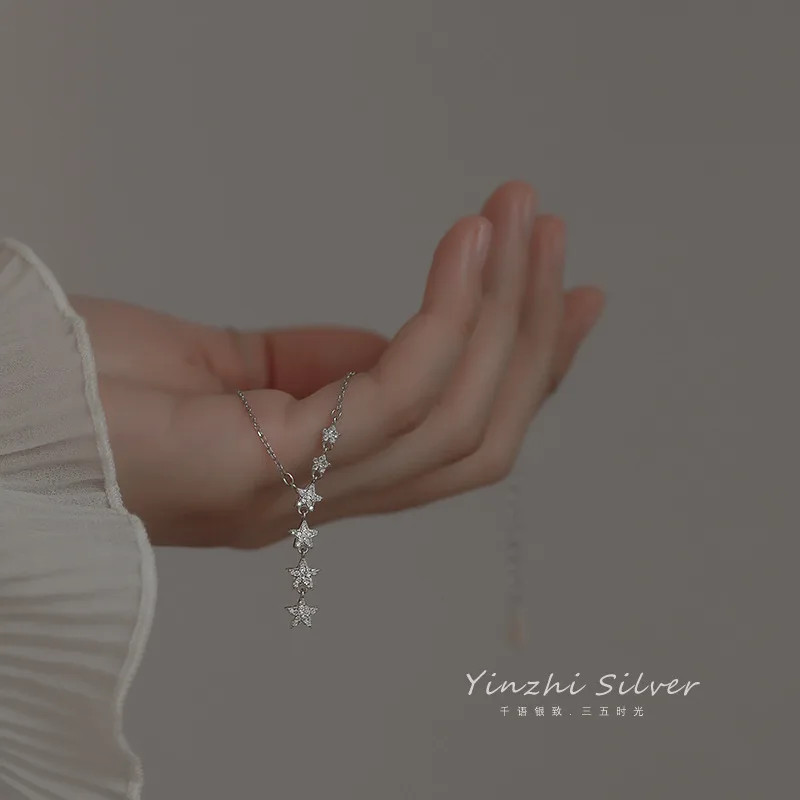 2021 New Star Necklace Tassel Pendant 925 Silver Simple Temperament Clavicle Cha