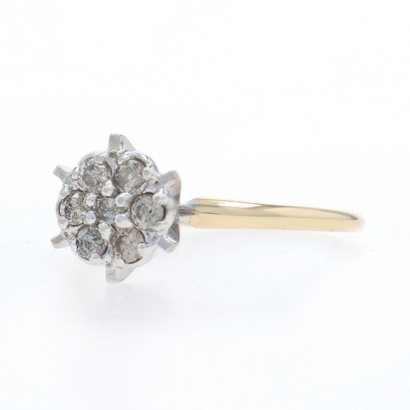 Yellow Gold Diamond Cluster Ring – 10k Round Brilliant .33ctw Floral