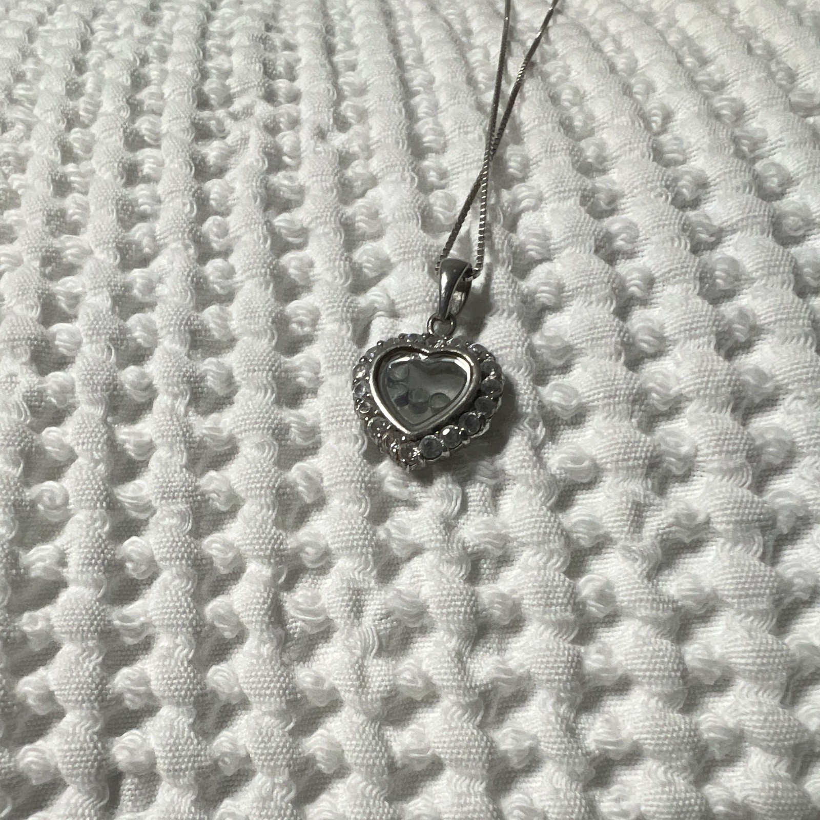 Sterling Silver 925 Heart Locket Pendant Necklace Box Chain Lobster Clasp Signed