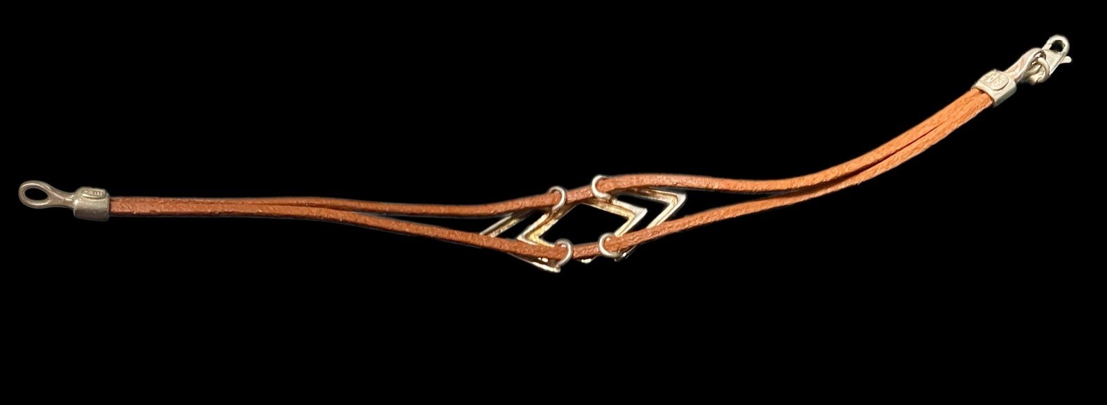 Tan Leather and Sterling Silver Minimalist Boho Geometric Bracelet 6” MEXICO