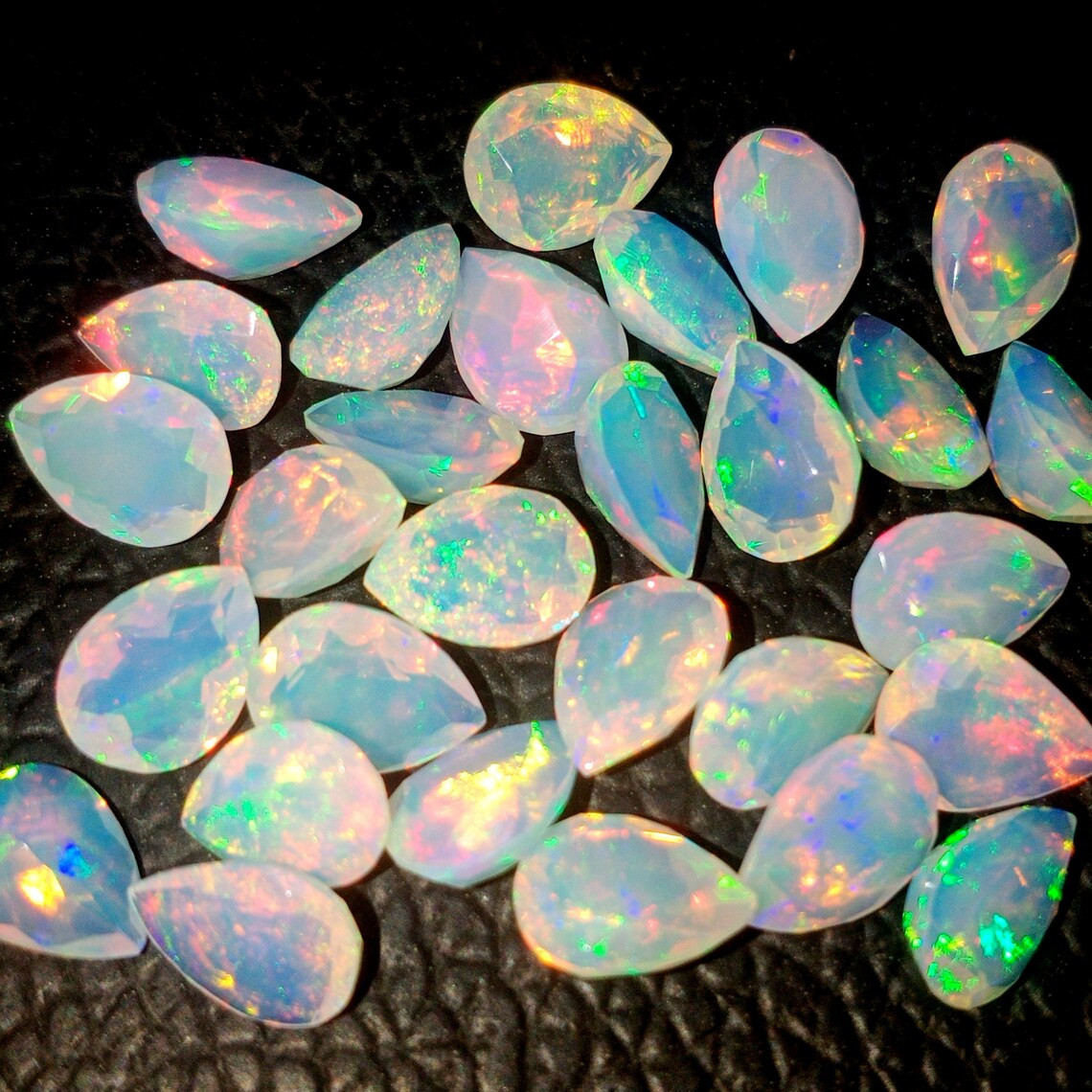 Amazing Ethiopian Opal Pear Faceted Size 5x7mm Rainbow Fire Opal Loose Gemstone