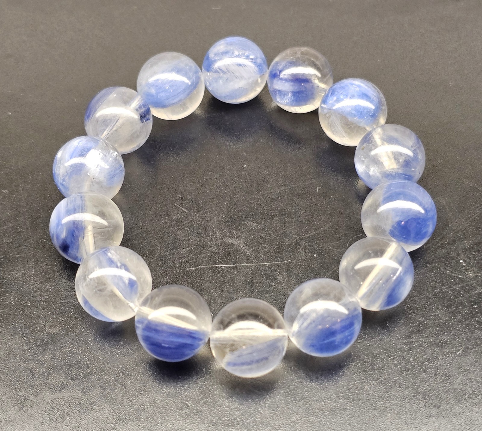 Rare Top Quality Icy Blue Kyanite Beads Bracelet 13.4mm