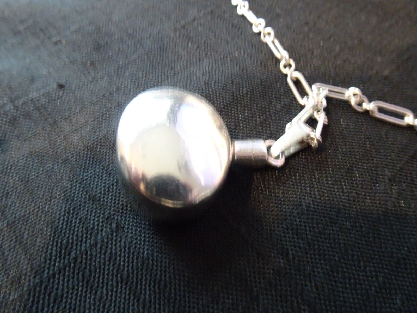 #600–VINTAGE MEXICO STERLING SILVER PERFUME PENDANT WITH INITIALS AND CHAIN-925