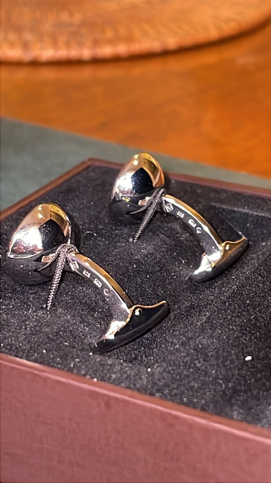 DUNHILL Sterling Silver / Steel Roadster Headlights Amber Cufflinks
