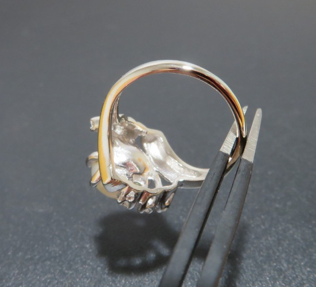 14K WG PEARL & DIAMOND CLUSTER RING SZ 2.25 2.60 grams (AI-2977)