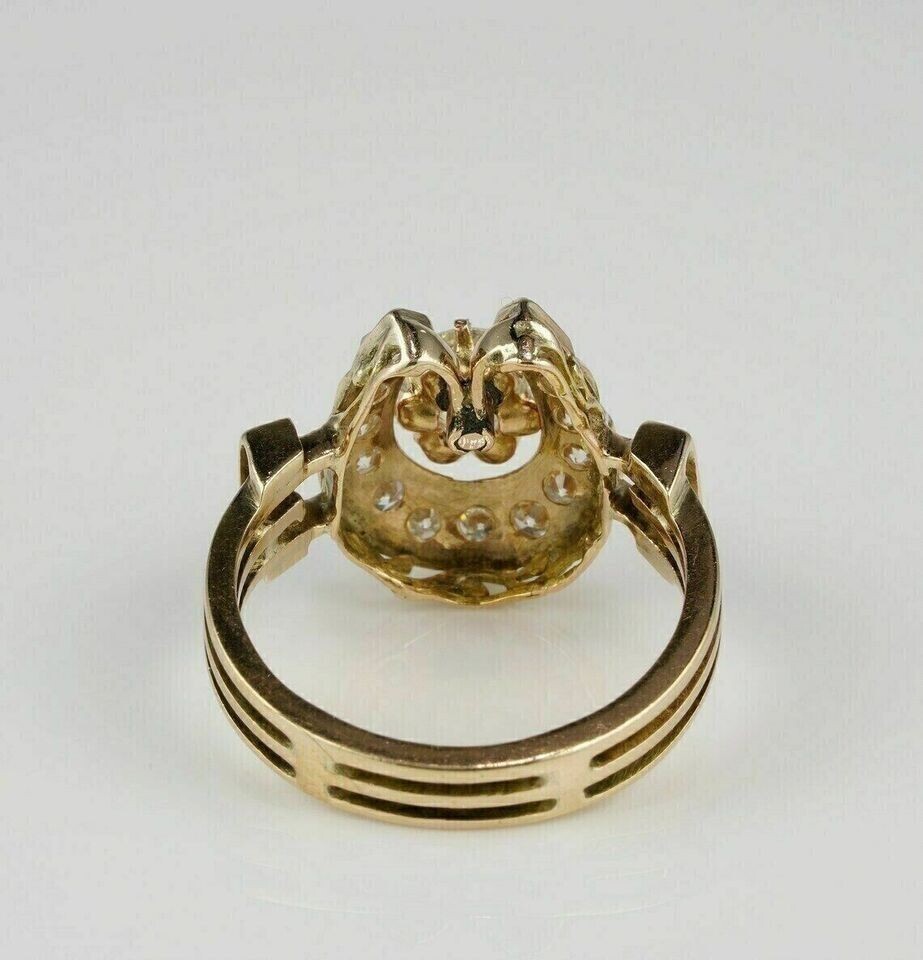 Horse Shoe Art Deco Ring 2Ct Round Simulated Diamond In 14K Yellow Gold Plated