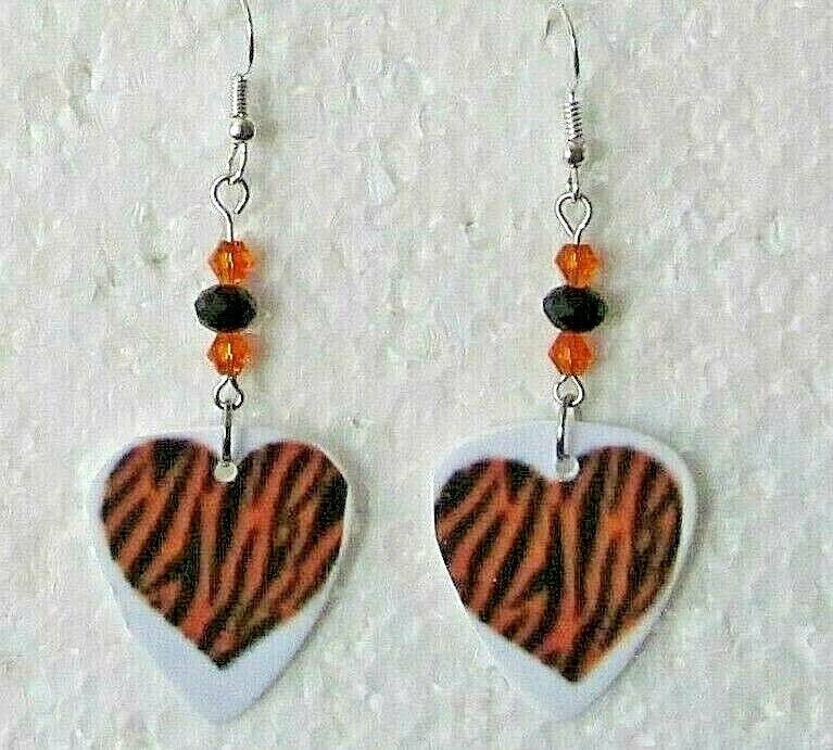 Safari Animal Pattern Dangle 2″ Wire Earrings Zebra – Tiger – Leopard – Giraffe