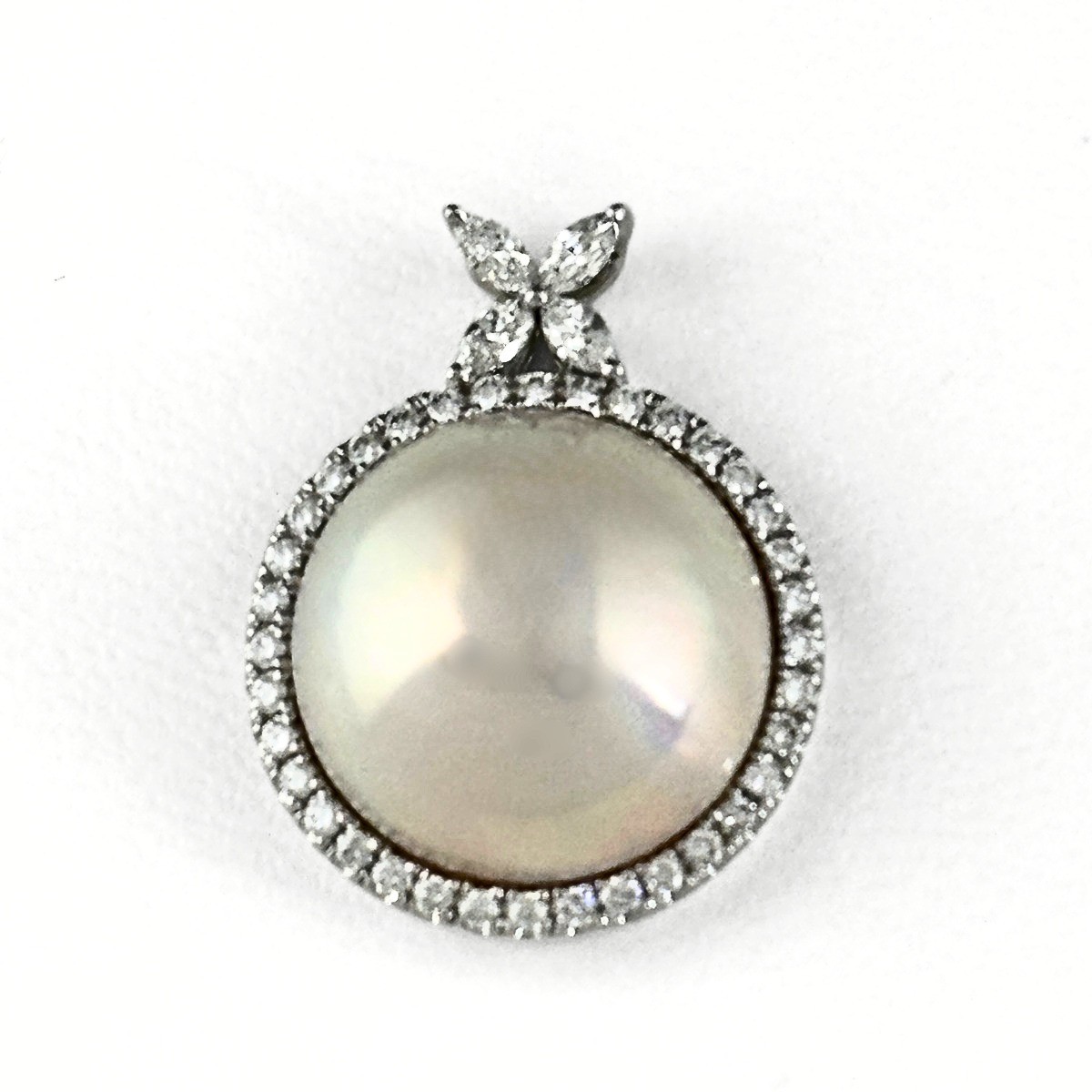 Remade Mabe Pearl Pendant Head Platinum melee diamond Pearl Pendant Head Pt9…