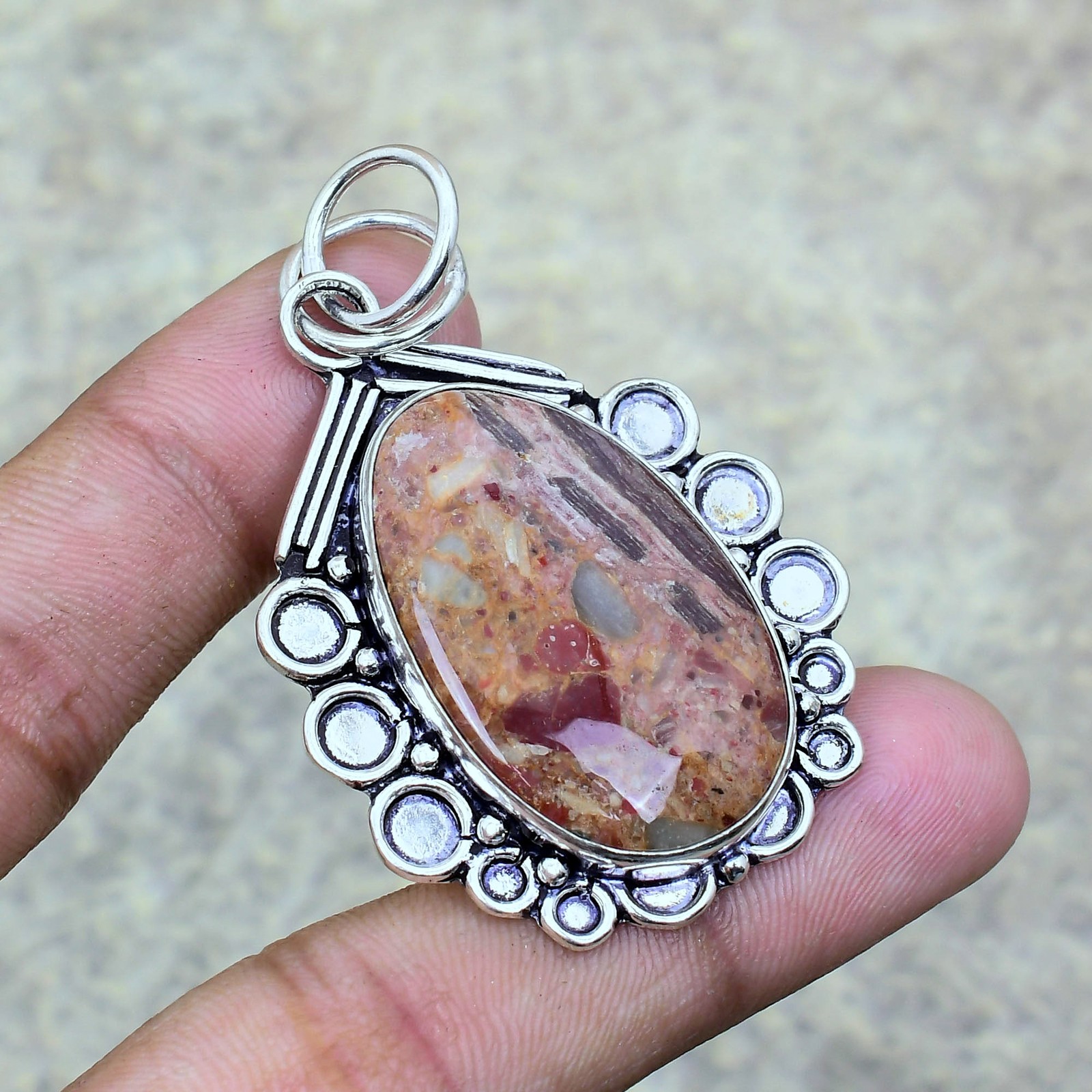 Enthralling Bauxite Gemstone 925 Sterling Silver Jewelry Pendant 2.08″