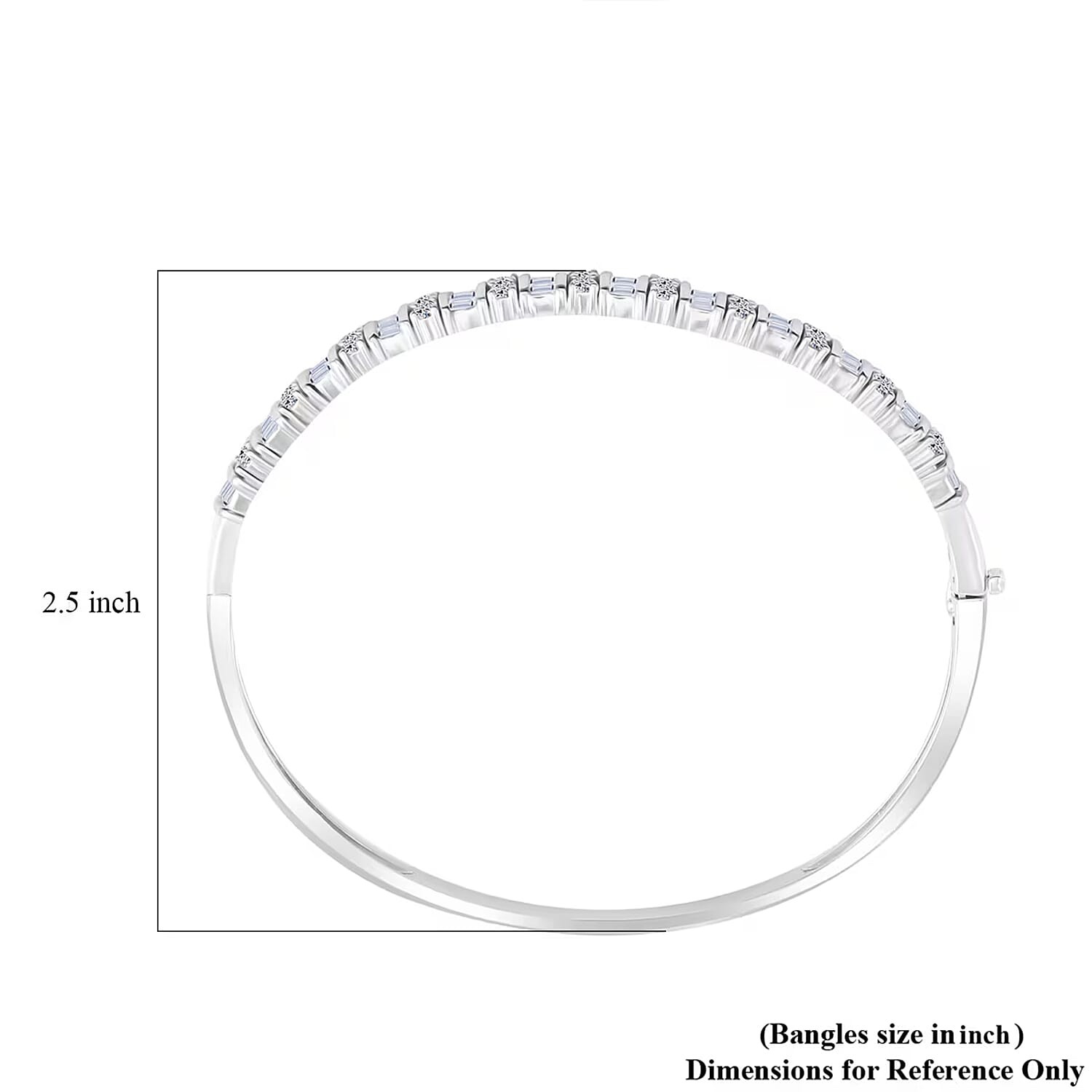 Lab Grown Diamond 2 ctw Bangle Bracelet in Rhodium Over Silver 7.25 In