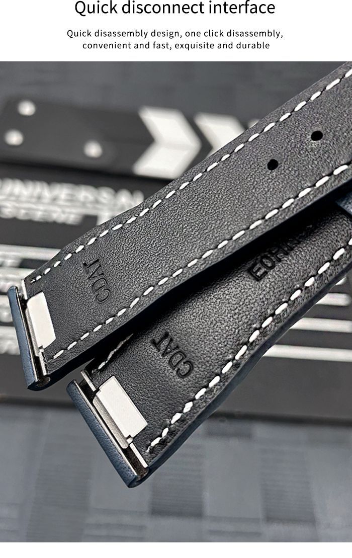 Fits IWC Pilot’s PORTOFINO Mark 18 Quick Release Leather Strap 20mm Blue / Brown