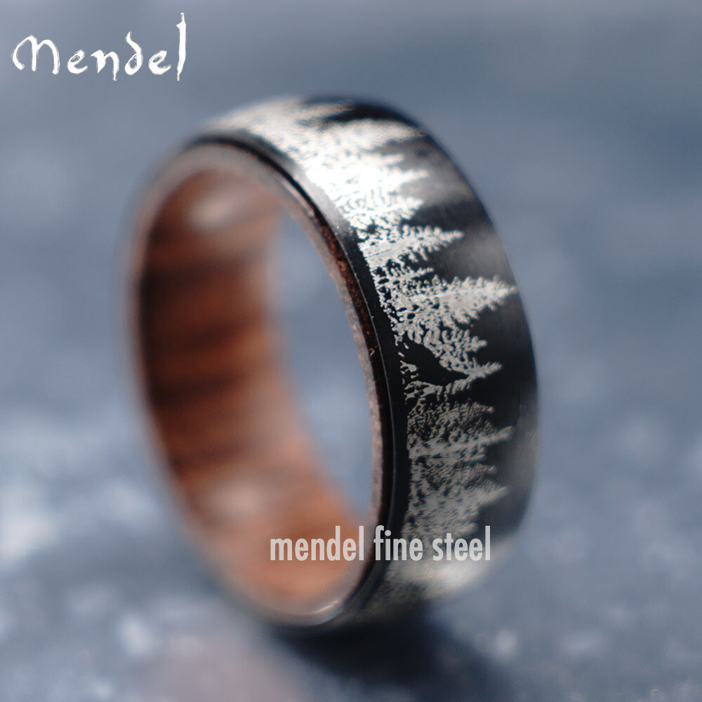 MENDEL Mens Womens Black Wooden Wolf Band Ring Size 5 6 7 8 9 10 11 12 13 14 15