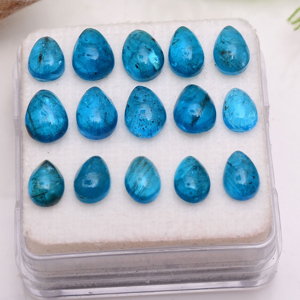 Set 15 Pcs Natural Apatite Untreated 7mm-8mm Pear Stunning Loose Gemstones Lot