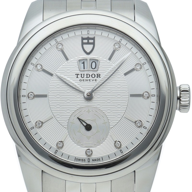 TUDOR Glamour Double Date Watch 42mm 11 Diamonds 57000 Stainless Steel mensW…