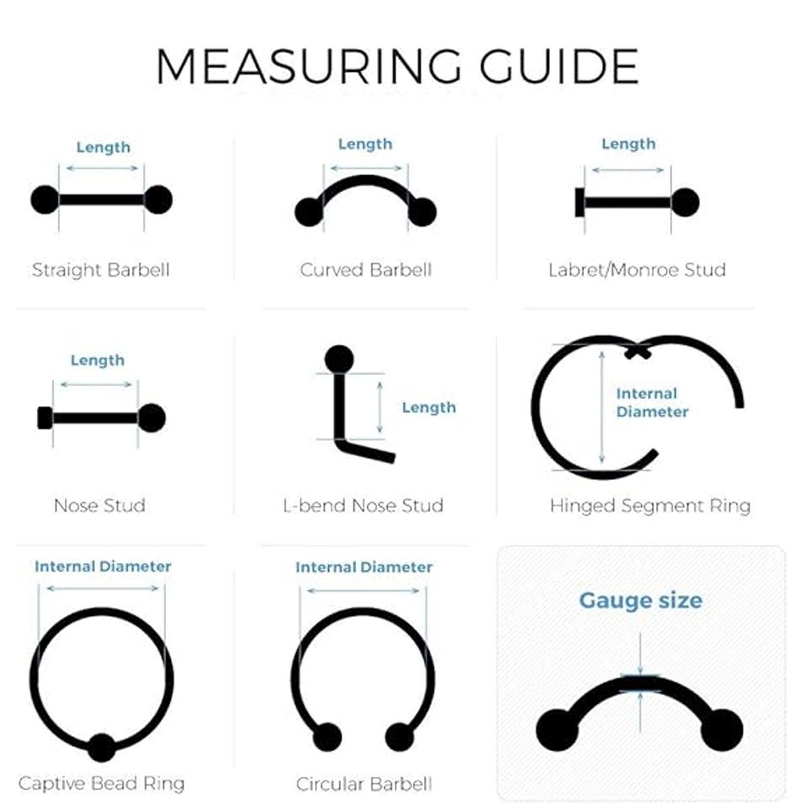 Surgical Steel 16G Septum Hoop Rings 12-18PCS Nose Cartilage Helix Earring Kit