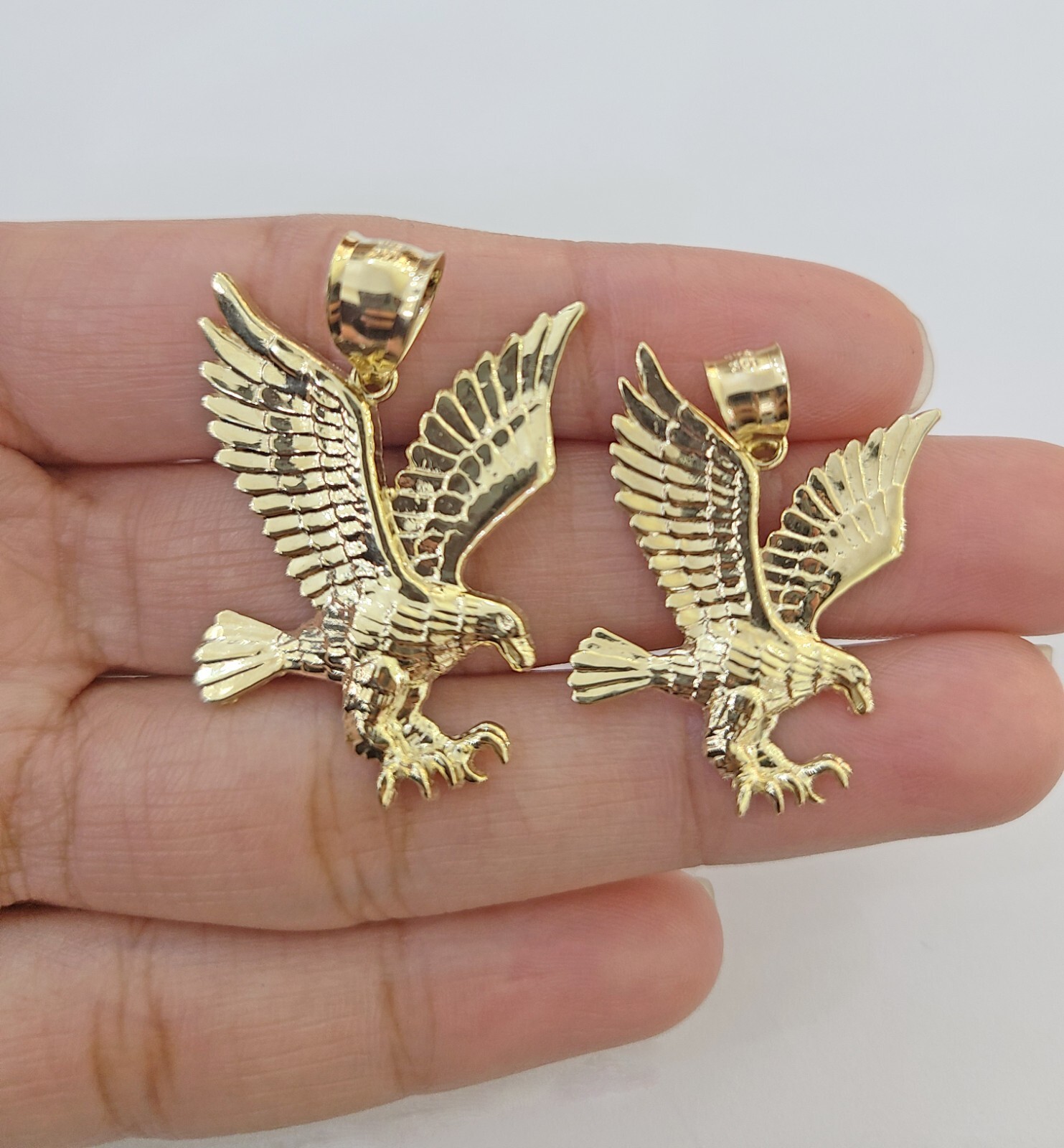 10K Yellow Gold Flying Eagle Charm 1 – 2″ Inch Bird Pendent Real 10kt