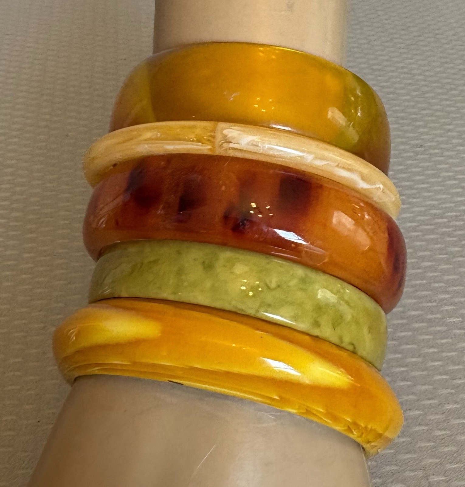 Vintage Lucite Plastic Bangle Lot 5 That I Really Hoped Were Bakelite But Not