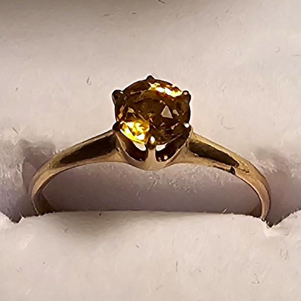 Late 18th Century Ostby & Barton Round Yellow Topaz Solitair, 10k Rose Gold
