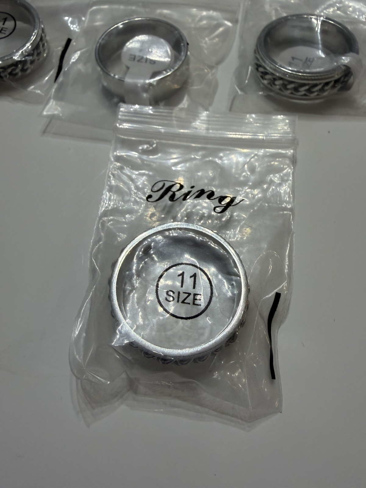 Men’s – Set of 13 Total, Stainless Steel Silver Rings. Size 11. Brand New, Clean