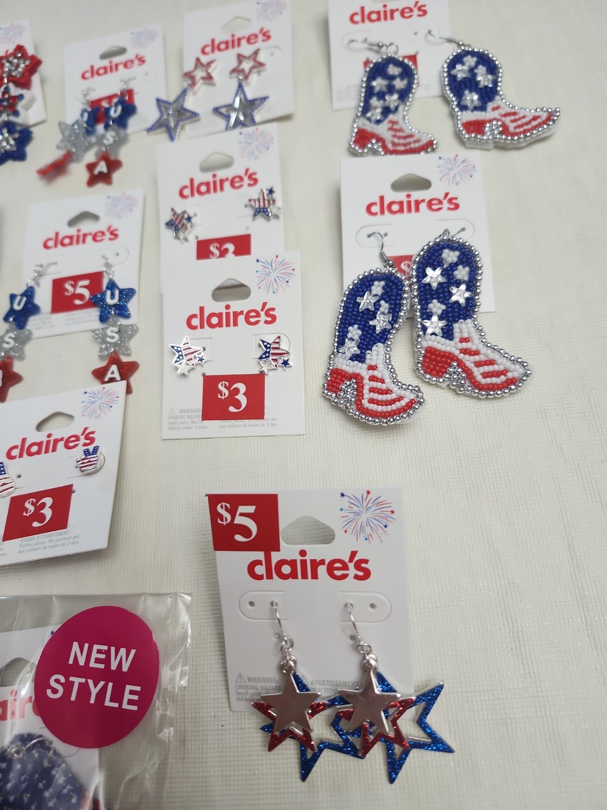 Claire’s Earrings Pierced. LOT OF 18. Fourth Of July Theme.