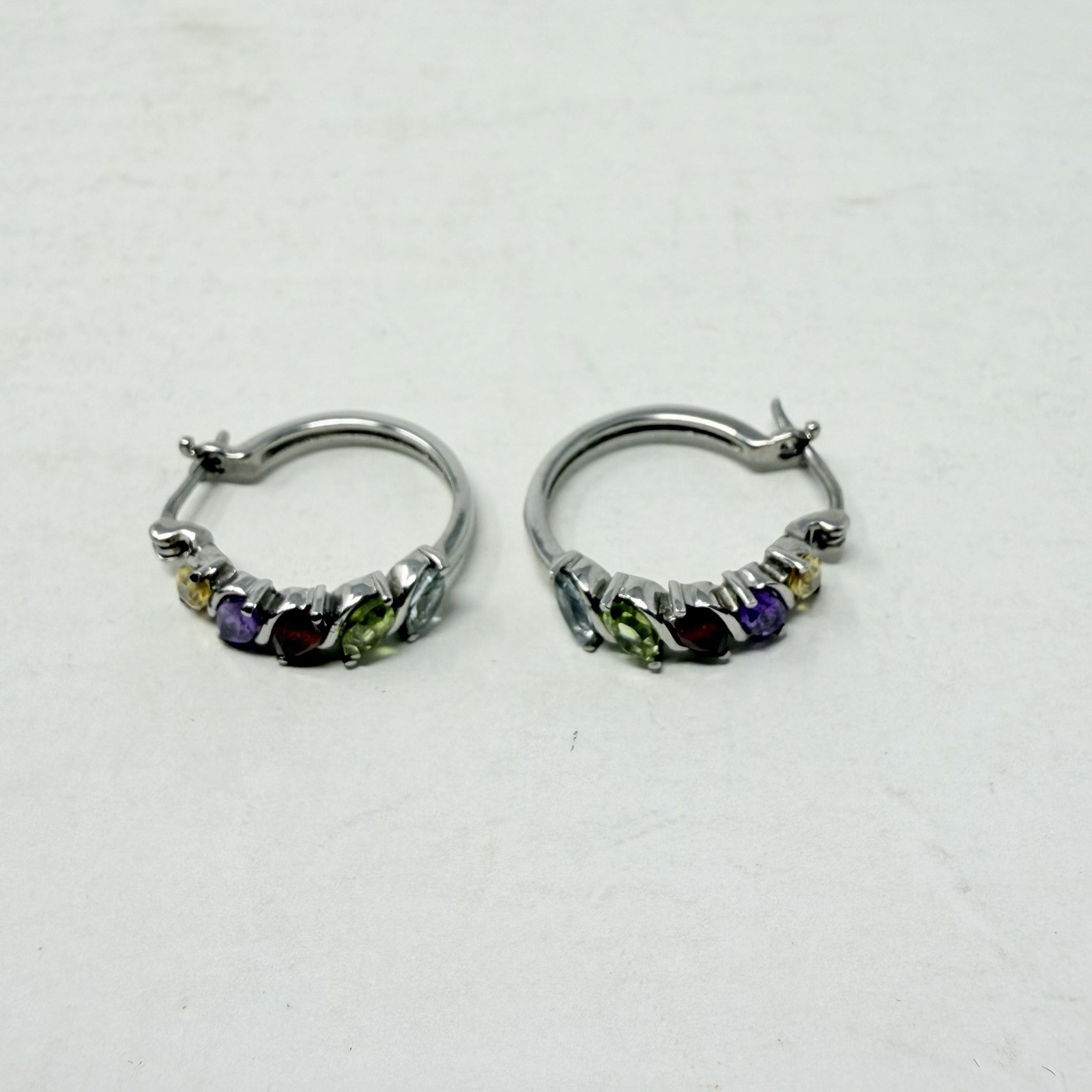 Shop LC Multi Gemstone Click Top Hoop Earrings in Stainless Steel 2.60 cts 5448