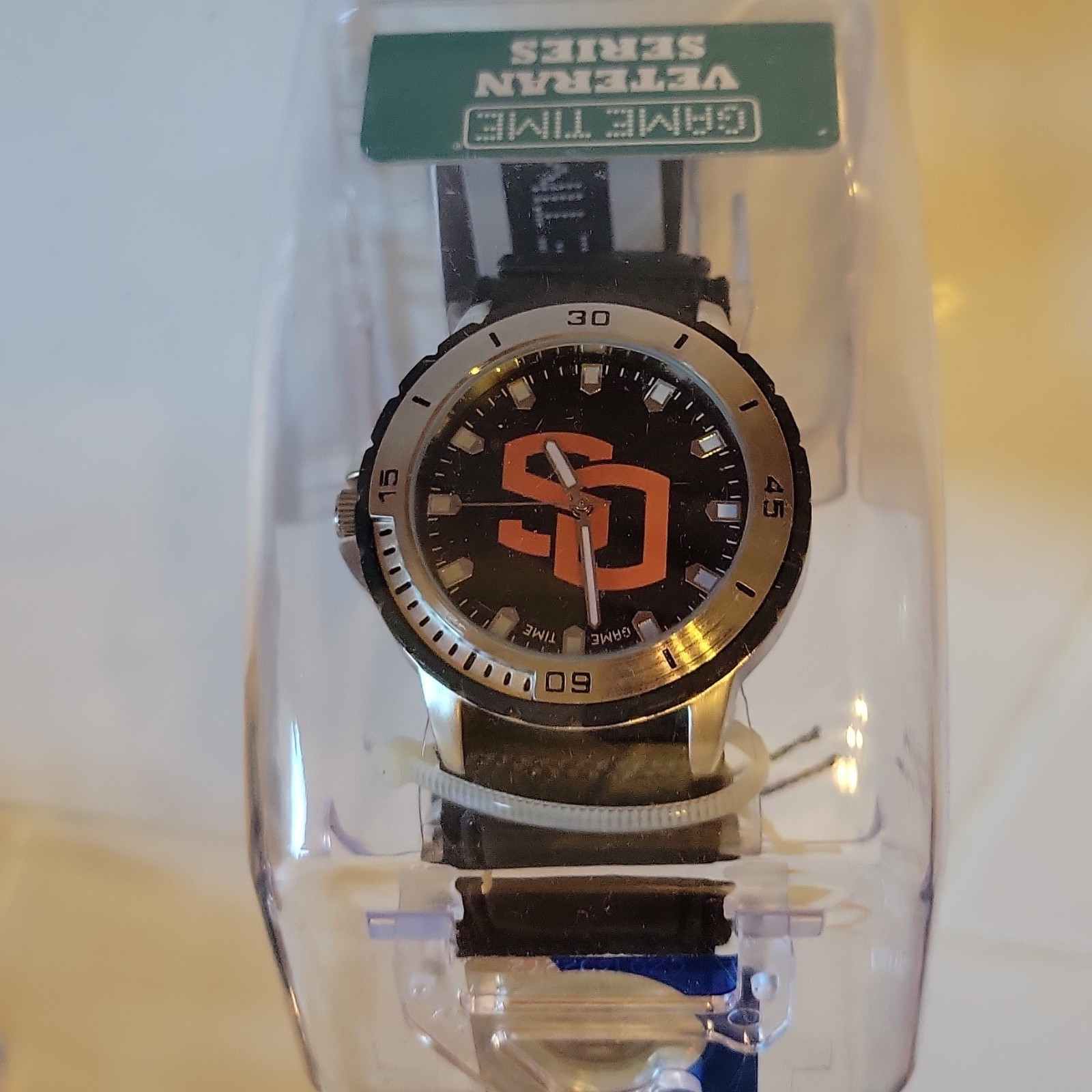 8 Game Time Veteran Series Quartz Black/Orange Logo Dial Silver Case Watch