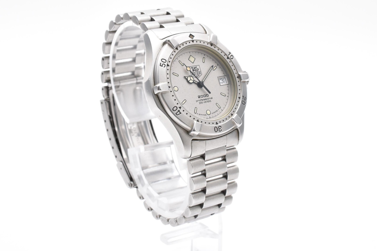 TAG Heuer 2000 962.213R White Dial Cream Patina 200M Diver 34mm Mens Watch