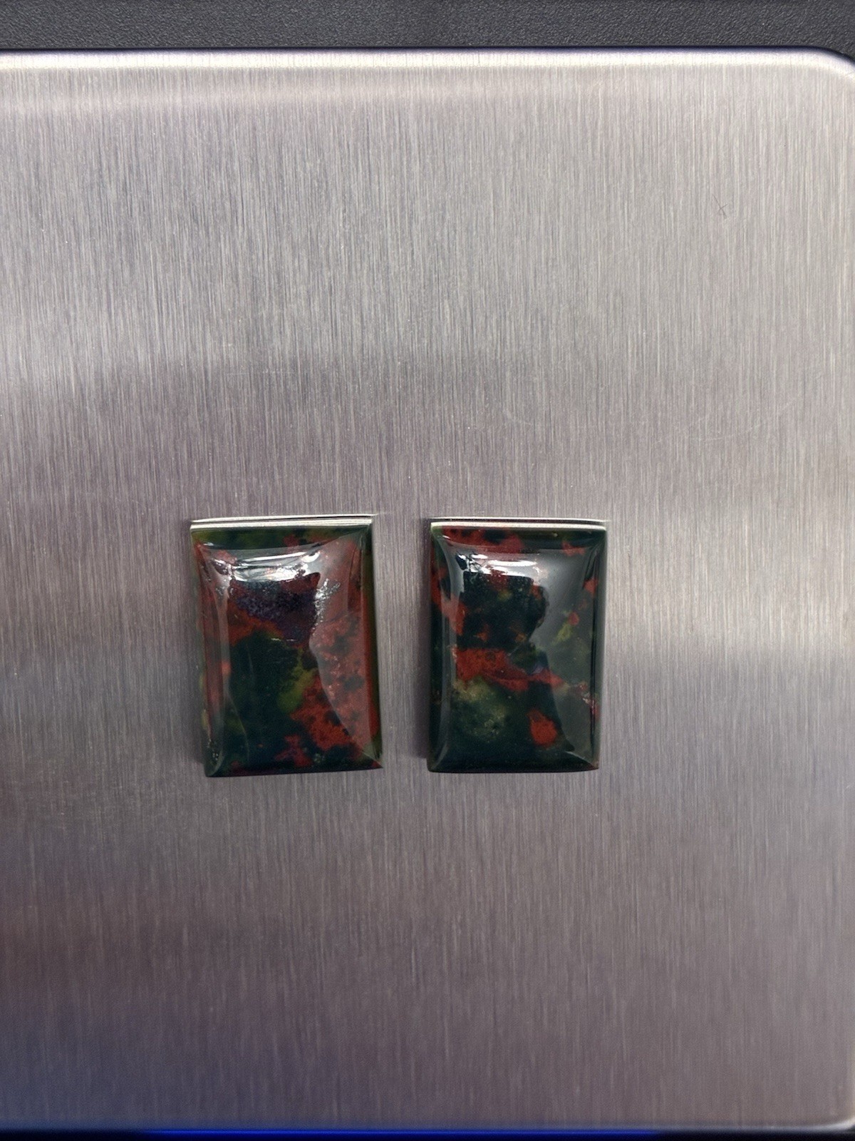 25ct Natural Bloodstone – Rectangular Cabochons (2) 10×8