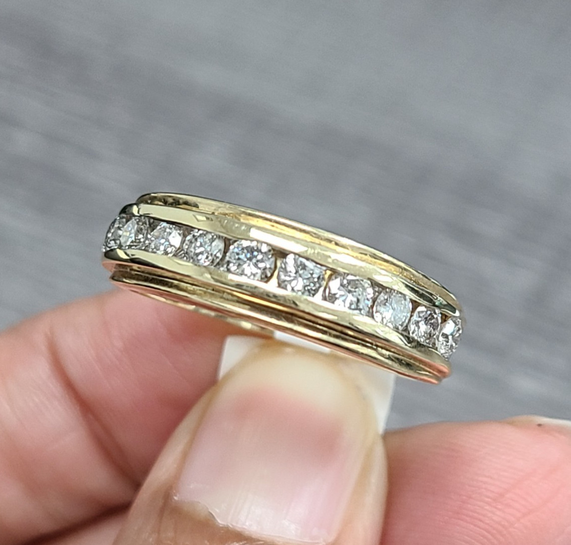 DEAL! 1.00CT 100% NATURAL ROUND DIAMOND MEN’S WEDDING BAND RING 14KT GOLD 6.40MM