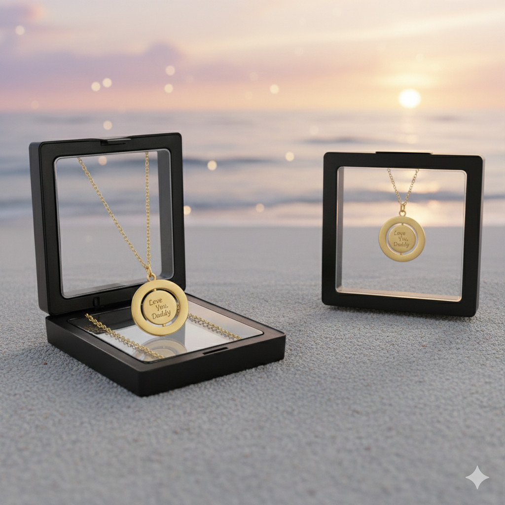 Custom Engraved Spinning Circle Rotatable Pendant –Personalized Gift Him Her