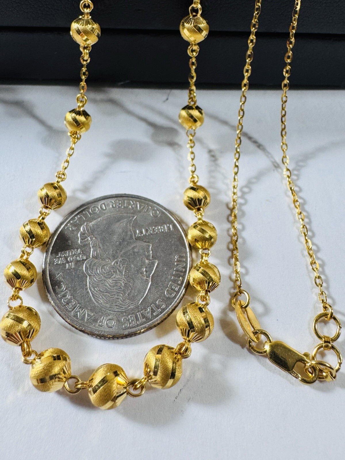 Women’s 22K 916 Yellow Real Gold Balls Beads Chain Necklace 20 Inch 11.93g