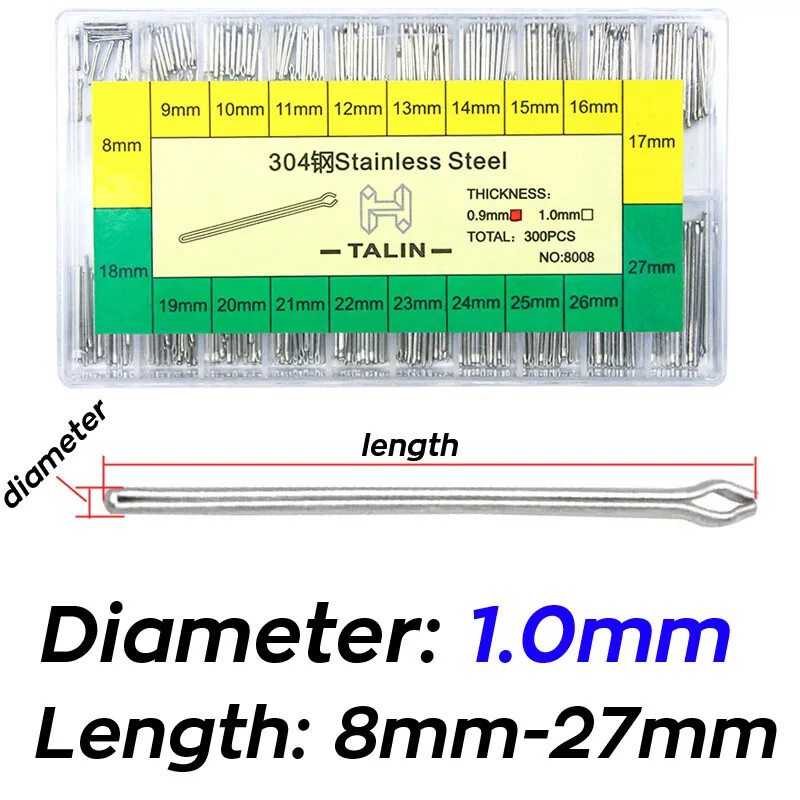 300PCS Watch Band Split Link Bars 0.8 0.9 1.0mm Strap Hairpin 7.5mm 21 22 -27mm
