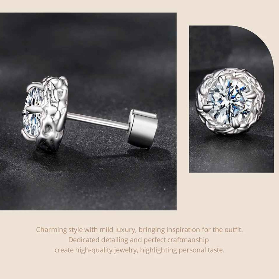 A House Of Jewelry D VVS1 Moissanite Crystal Sugar Stud Earrings 925 Silver GRA