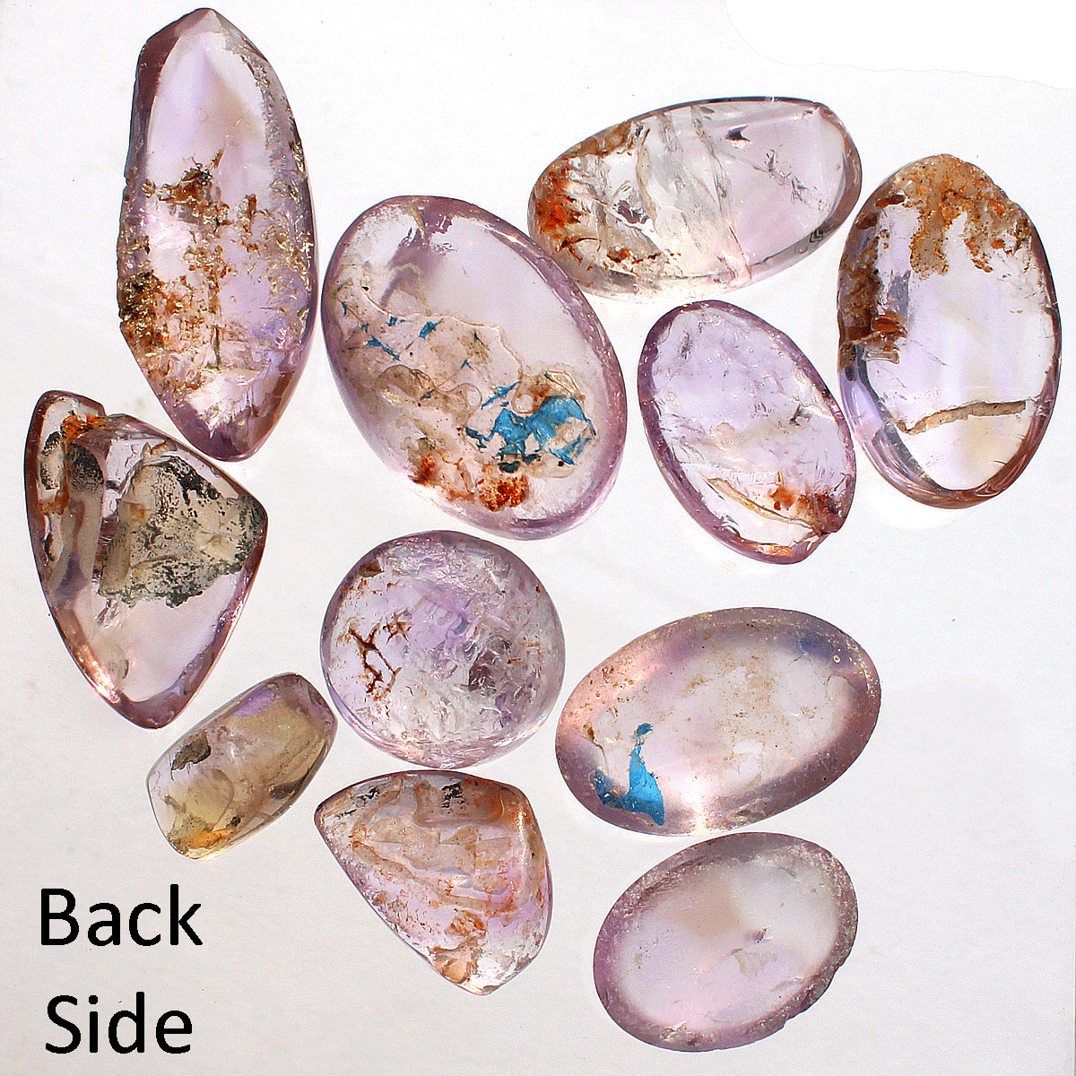11 Pcs Natural Amethyst Quartz With Matrix 14.1mm-31.8mm Cabochon Gemstones Lot