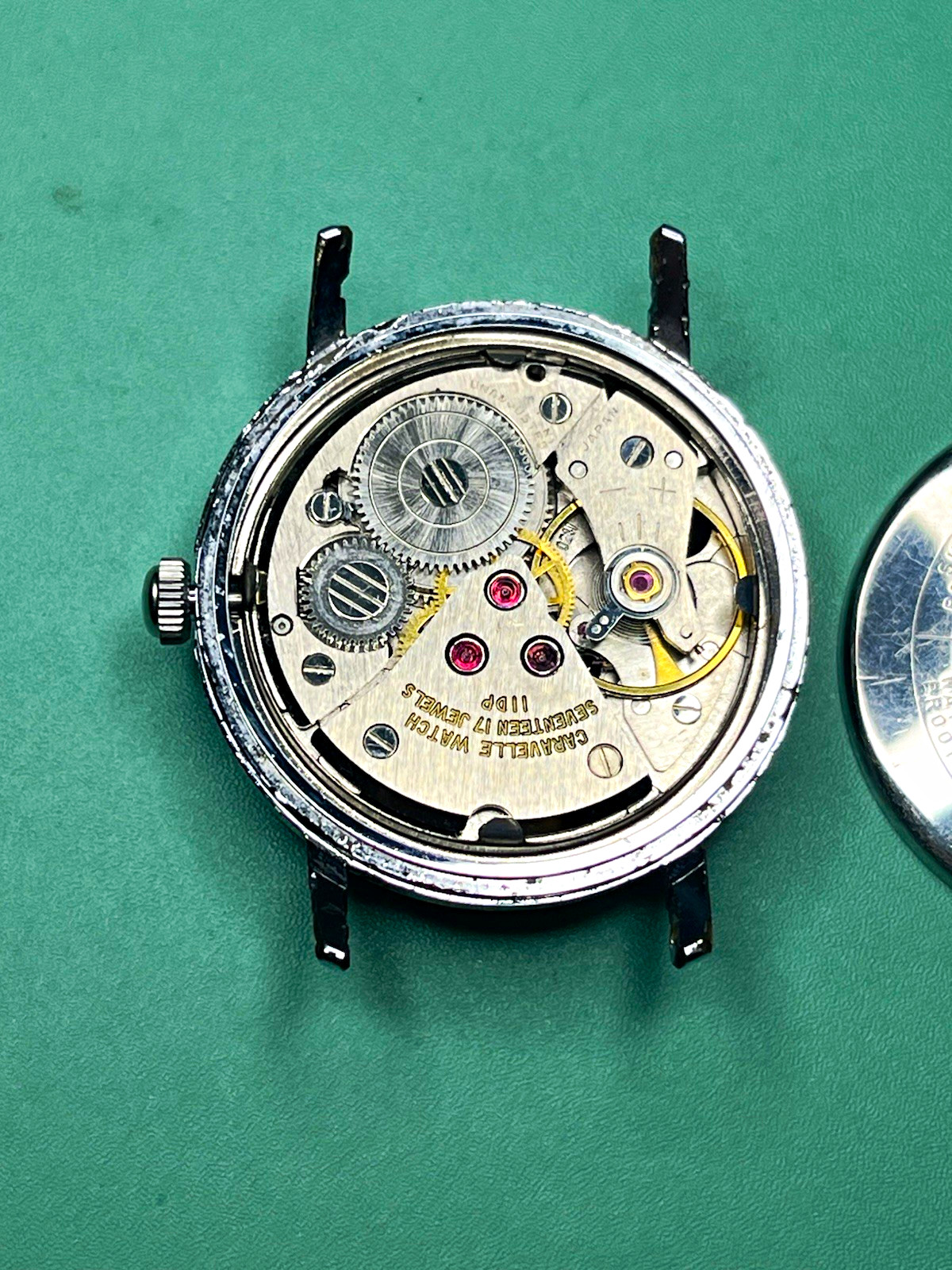 Caravelle 11DP Manual 17 Jewels Black Dial Stainless 31.5mm. Movement Serviced