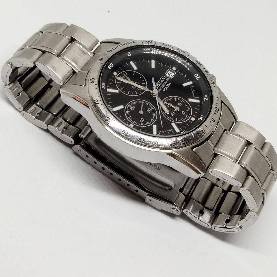Seiko Mens Watch Chronograph 100m 10Bar 7T92-0DW0 Quartz Analog Very Good Japan